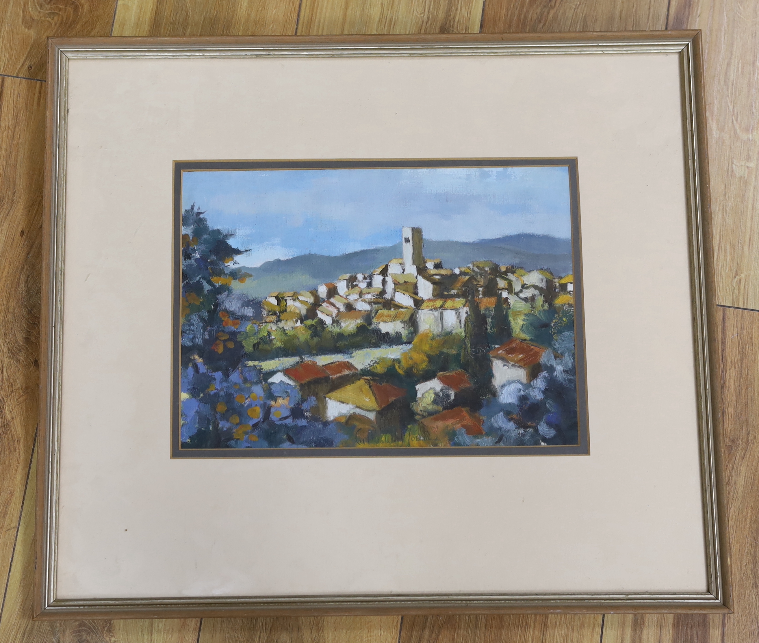 Impressionist oil, Italian townscape with villas, indistinctly signed, possibly Catherine Mou…?, 23 x 33cm